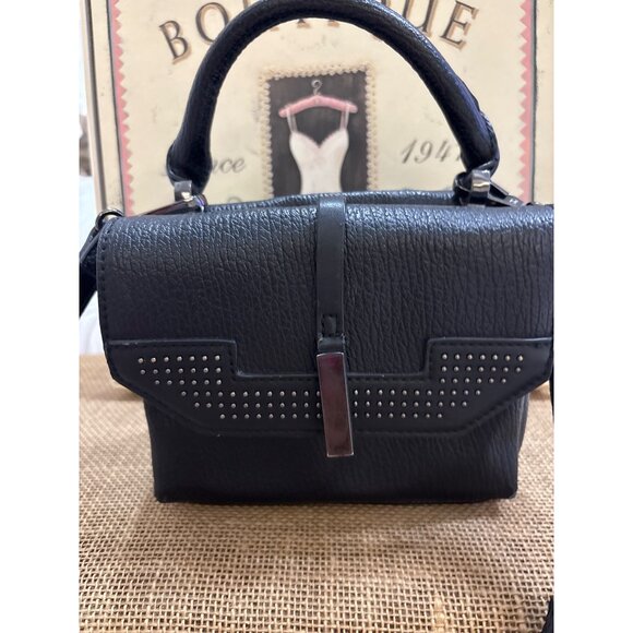 Danielle Nicole Black Faux Leather Small Studded Bag Top Handle & Crossbody - Picture 13 of 16